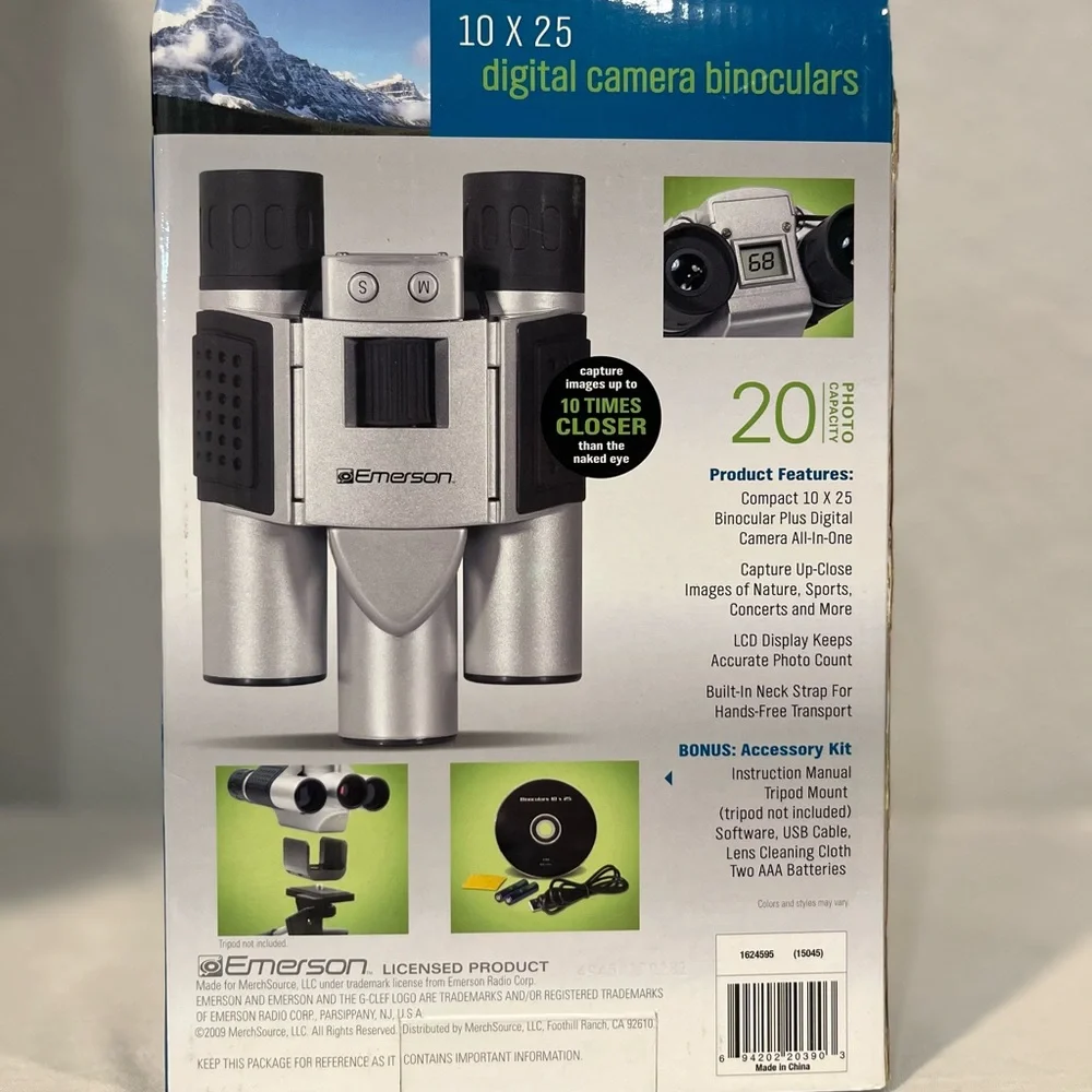 Emerson 10x25 Digital Camera Binoculars (Open Box), Never Used - Fast Shipping